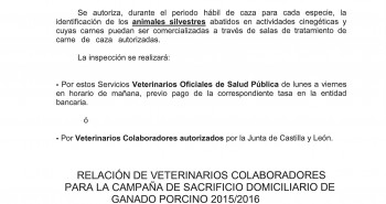 Campaña de matanza domiciliaria de cerdos y caza
