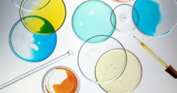 Science background wallpaper, petri dishes flat lay